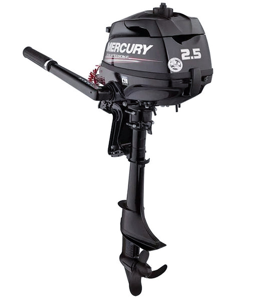 Mercury 2.5hp Tiller FourStroke Outboard Motor - 15" Shaft, Manual Tilt/Trim, Manual Start